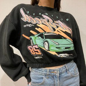 Graphic Retro Vintage Print Cropped Sweatshirt size Small/ Medium